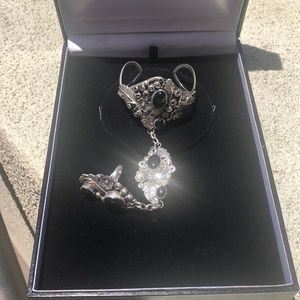 navajo cuff/slave ring with 6 onyx stones